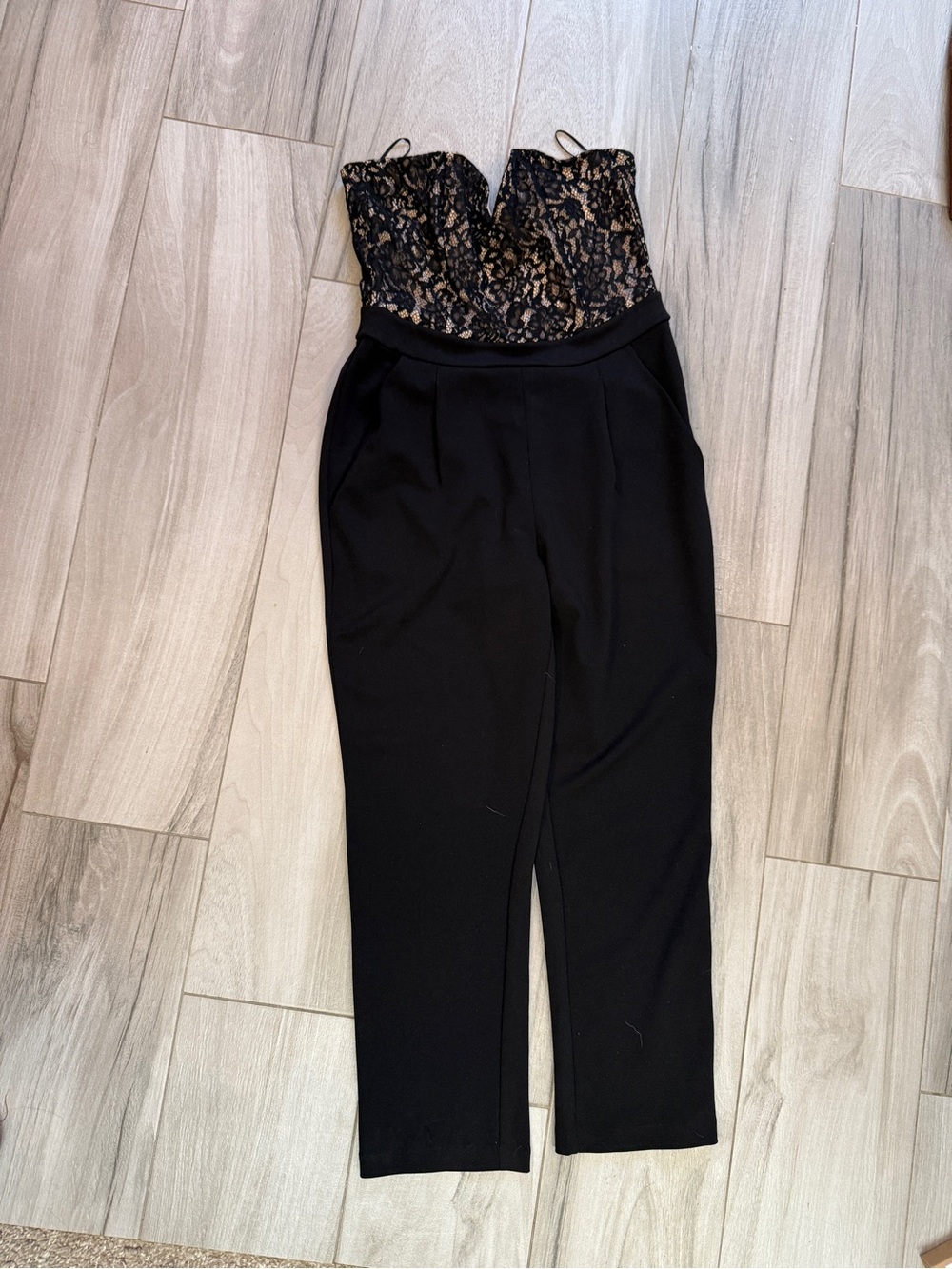 Express Black Lace Strapless Jumpsuit